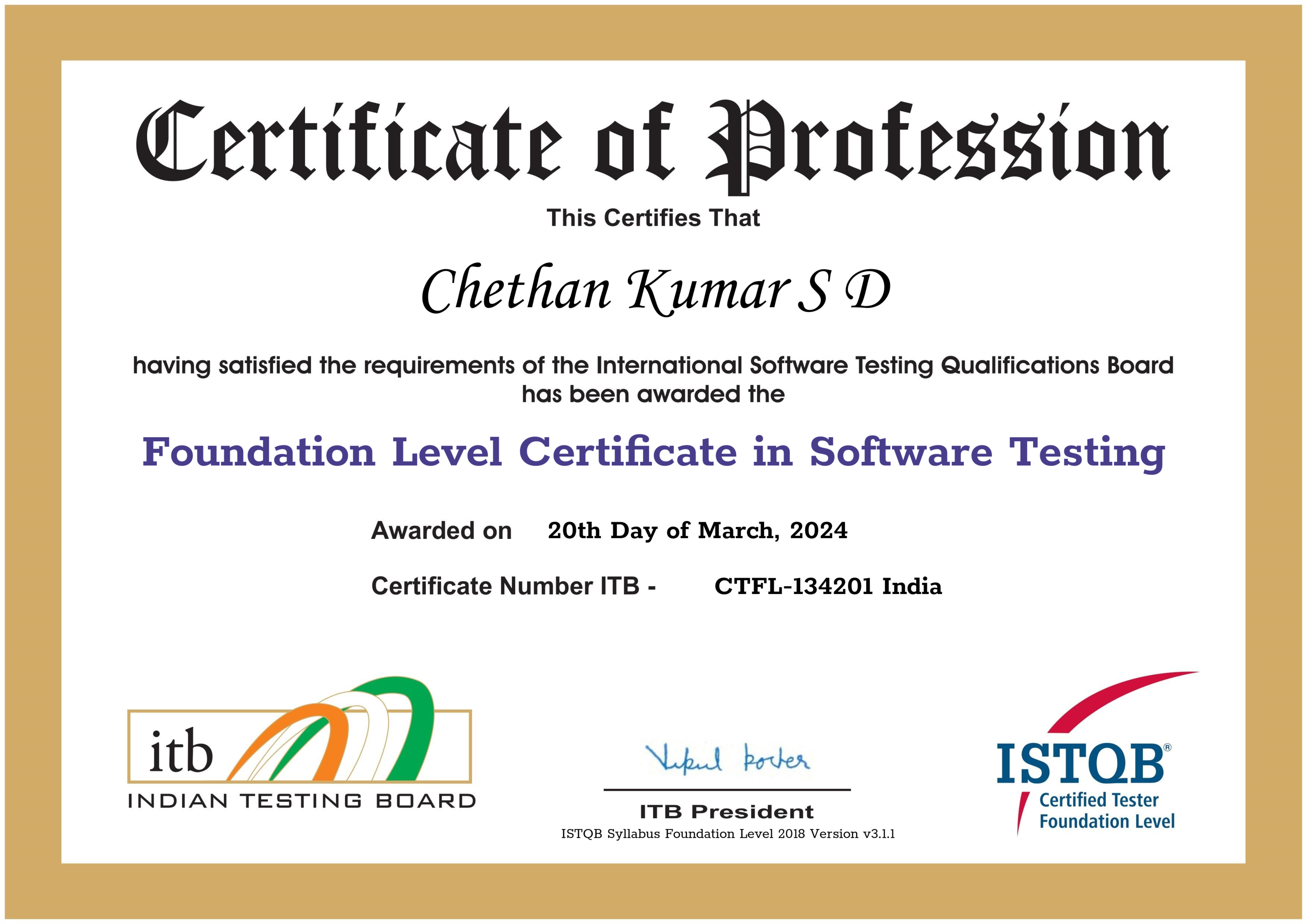 Chethan Kumar S D - Senior SDET@Wipro | Oracle Certified Java ...